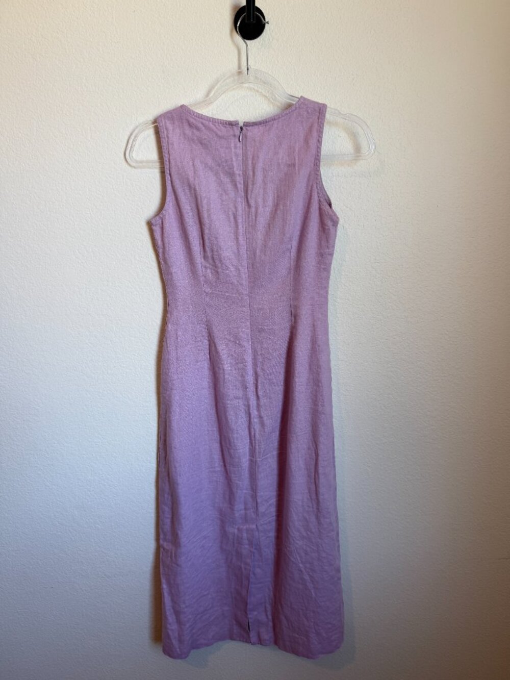 Vintage Petite Sophisticate 100% Linen Lilac Purple Midi Length Dress Women's 0 - Picture 9 of 9